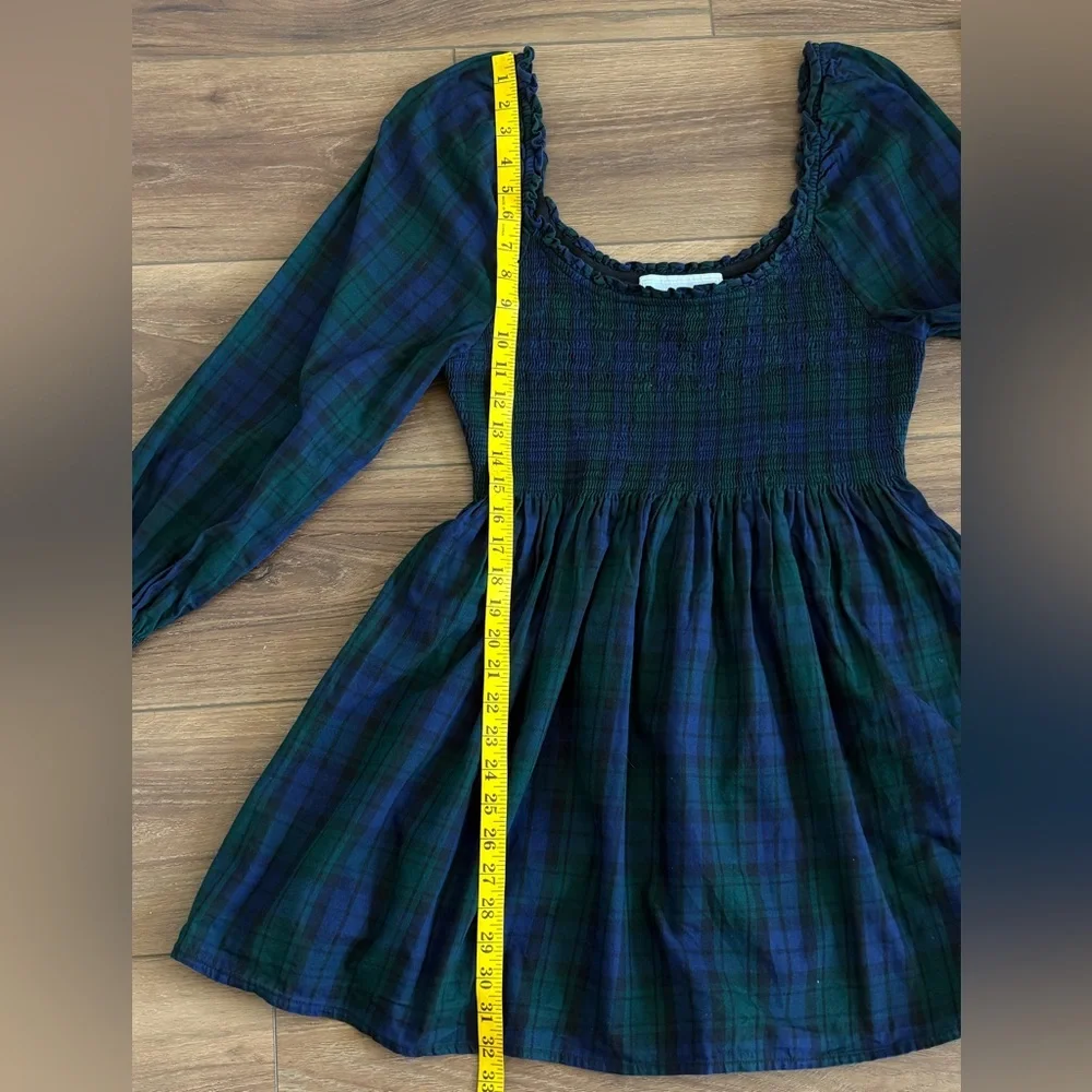 Hill House Home The Norah Nap Tartan Long Cuffed Sleeve Smock Dress Sz XL Preppy